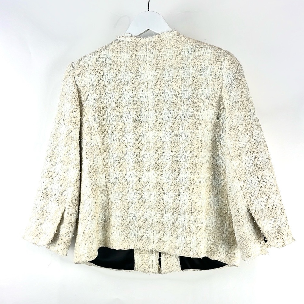 Smythe SS/13 Beige Houndstooth Lame Boucle Tweed Zip Jacket - Picture 4 of 10